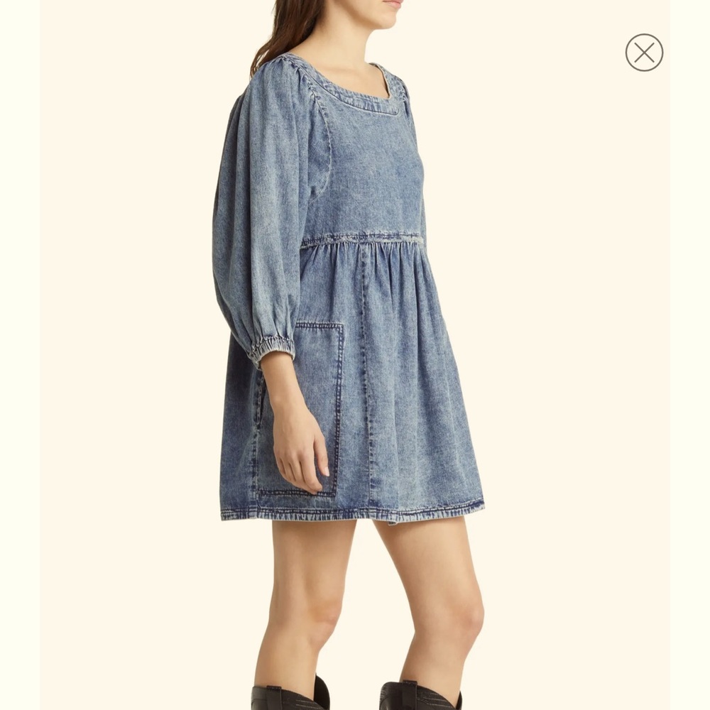 Free People Light Blue Denim Mini Dress